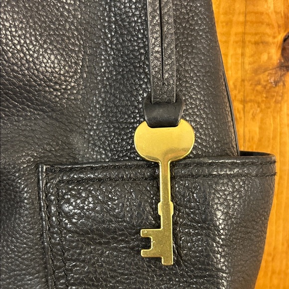 Fossil Navy Leather Crossbody Bag with Gold Accents - Picture 3 of 6